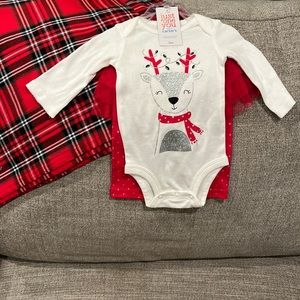 Reindeer tutu onsie leggings matching outfit 3 Month Just One You by Carter’s
